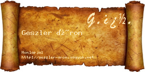 Geszler Áron névjegykártya